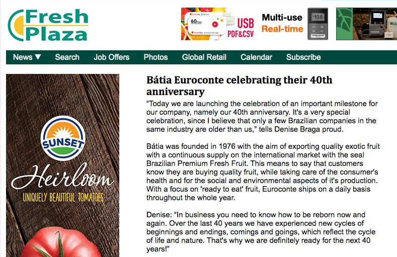 Leia o artigo de Denise Braga na revista Fresh Plaza